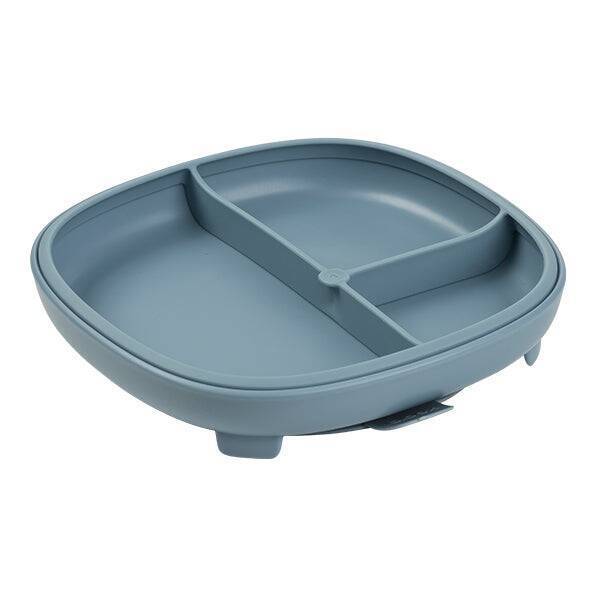 b.box 2 in 1 Suction Plate in Ocean, featuring three divided sections for easy meal serving.