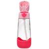 b.box 600ml Tritan drink bottle in flamingo fizz with a flip-top lid and built-in straw, featuring a silicone base.