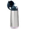 b.box 500ml insulated drink bottle in blush crush with a flip-top lid and straw, showcasing a sleek stainless steel design.