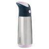 b.box 500ml insulated drink bottle in indigo rose with a sleek stainless steel body and a convenient flip-top lid.