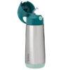 b.box 500ml insulated drink bottle in emerald forest with a flip-top lid and built-in straw.