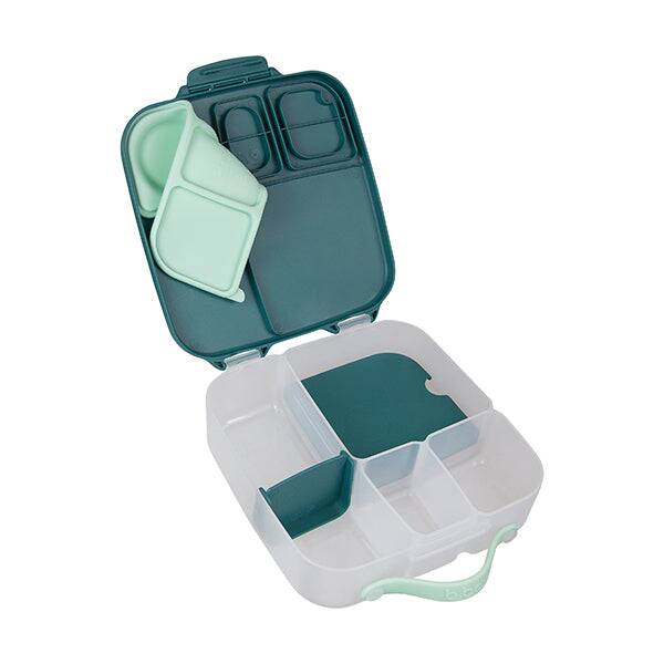 b.box lunchbox in blue slate with multiple compartments and removable containers for organized meal packing.