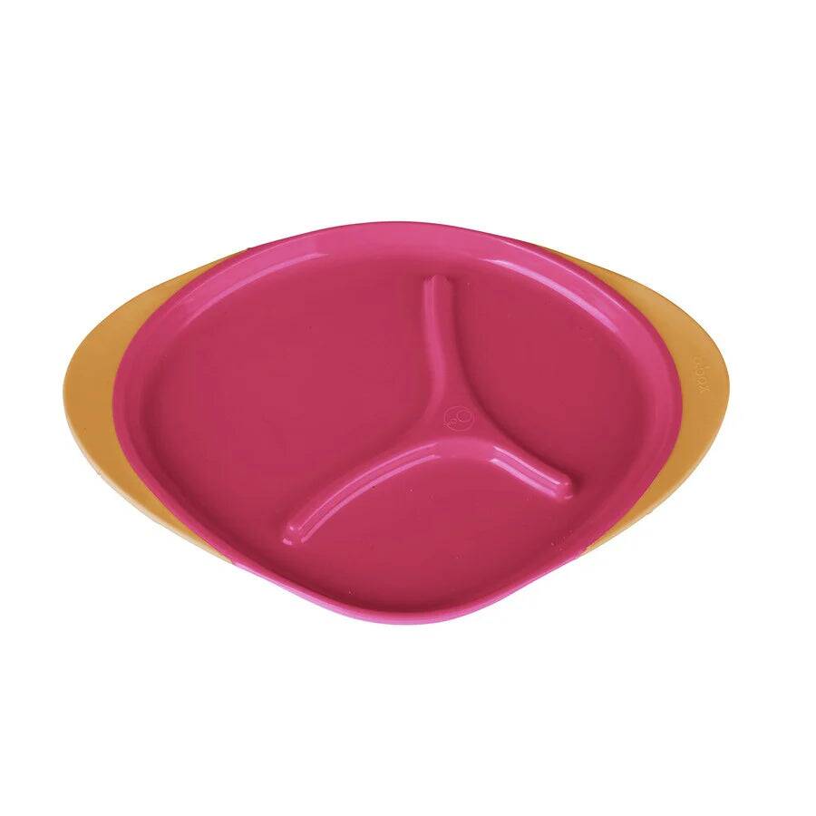 b.box Large Plate in Lemon Sherbet and Strawberry Shake with three compartments for easy meal separation.