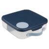 b.box lunchbox in blue slate with a clear base and a secure lid, ideal for on-the-go meals and snacks.