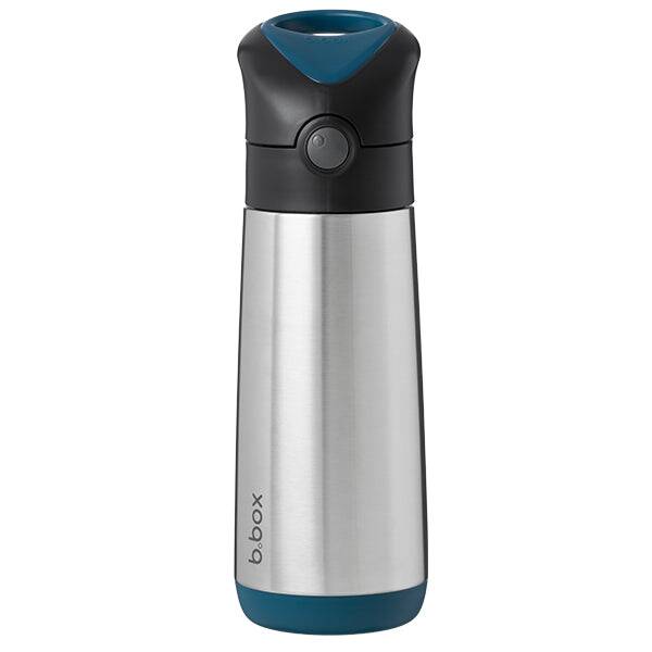b.box 500ml insulated drink bottle in blush crush with a sleek stainless steel body and a black flip-top lid.