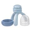b.box Silicone Fresh Food Feeder in blush and lullaby blue, featuring a three-part design for easy feeding.