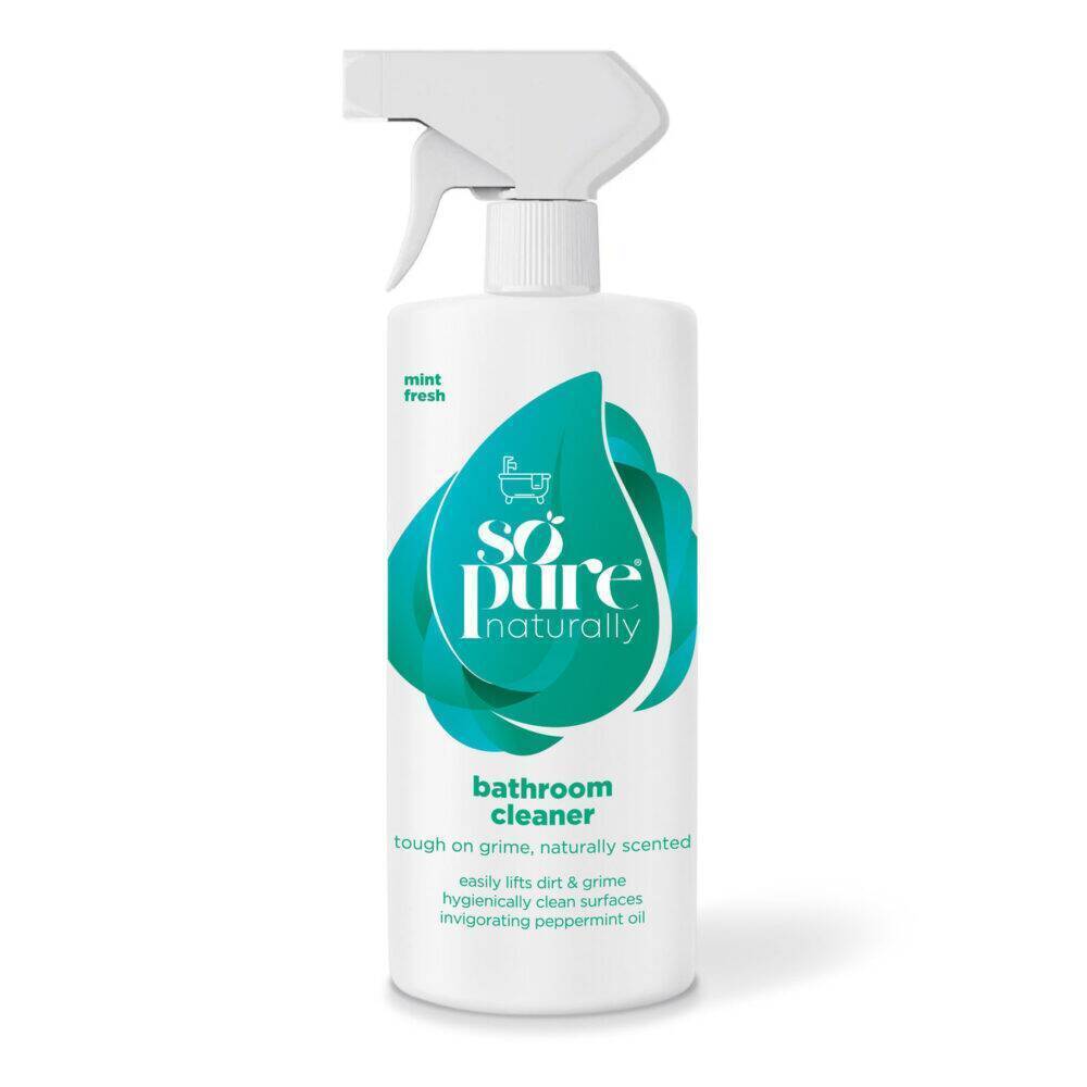 SoPure Bathroom Cleaner, 500ml, mint fresh scent, features a spray nozzle for easy application.