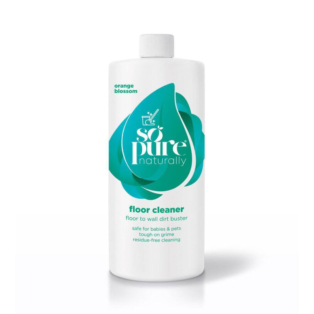 SoPure Floor Cleaner in 1 litre size, featuring orange blossom scent and a residue-free cleaning formula.