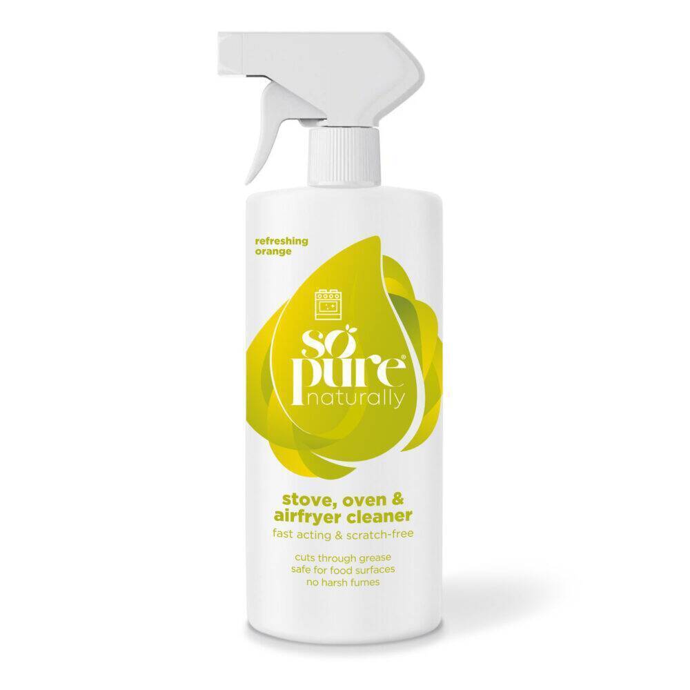 SoPure Stove, Oven & Airfryer Cleaner, 500ml, features a spray bottle with a refreshing orange design.