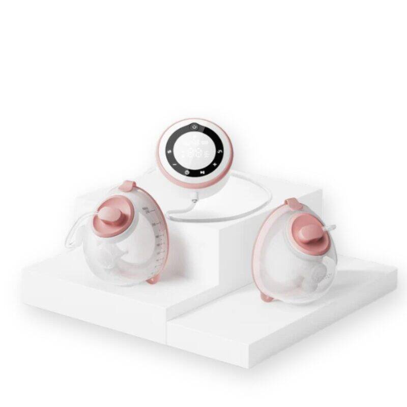 Momcozy V1 Pro Hospital-Grade Wearable Breast Pump in pink with two collection cups and digital display.