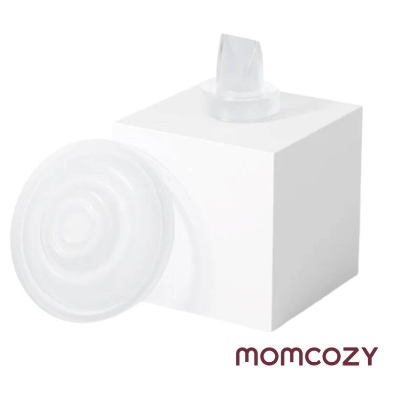 Momcozy Silicone Diaphragm and Valve for S9 Pro/S12 Pro, clear silicone with a smooth surface and a tapered valve design.