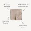 Mushie Swaddle in soft beige, made from 100% organic cotton, pre-washed for a gentle feel, ideal for multiple uses.