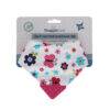 Snuggletime 2-in-1 Teether Bandana Bib in butterfly print with colorful flowers and a textured teether corner.