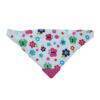 Snuggletime 2-in-1 Teether Bandana Bib in butterfly print with colorful flowers and a pink teething corner.