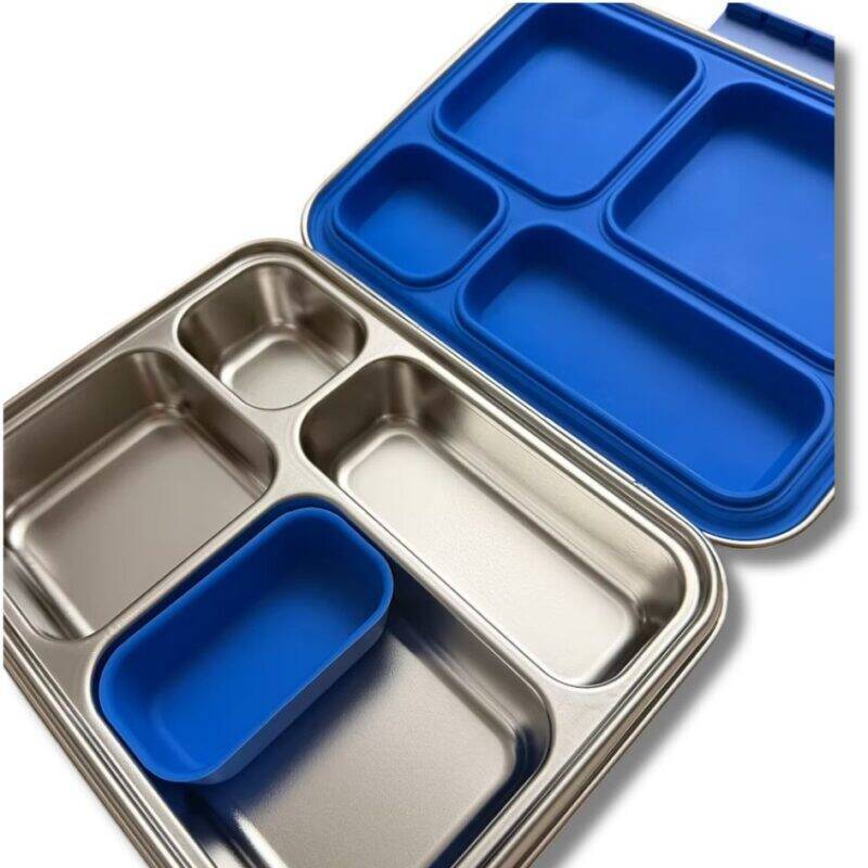 Junary Balanced Bites Bento in azure, featuring multiple compartments and a durable stainless steel design.