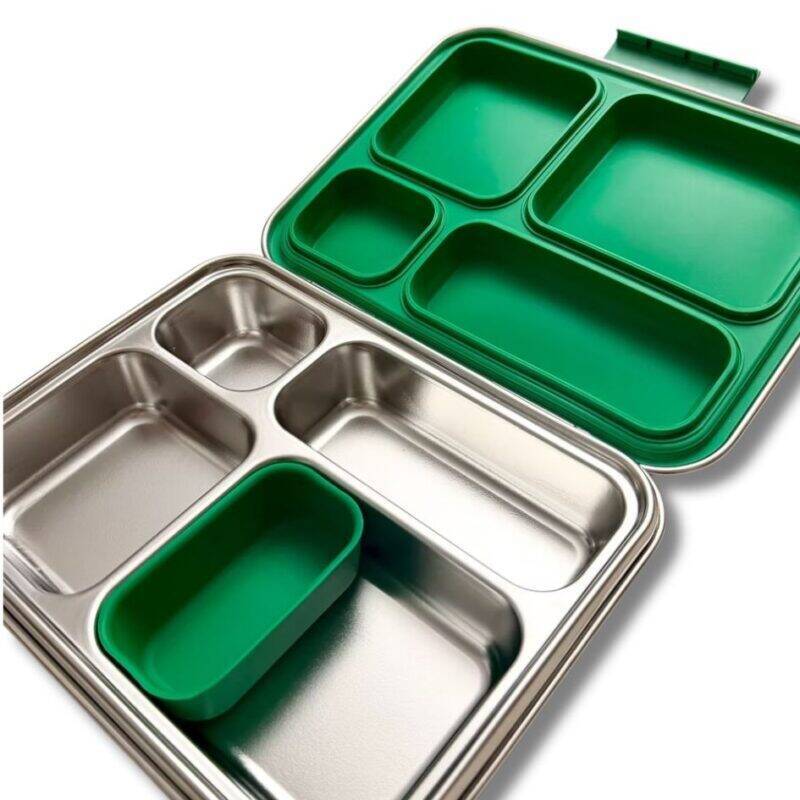 Junary Balanced Bites Bento in azure and evergreen features multiple compartments for organized meal packing.