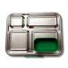Junary Balanced Bites Bento in stainless steel with a green silicone insert, featuring four compartments for meal variety.