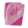 Snuggletime Deluxe Embroidered Hooded Towel in pink with fish embroidery and starfish details.