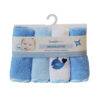 Snuggletime Deluxe Terry Washcloths 4-Pack in blue whale, green frog, pink fish, and pink whale designs, soft cotton.