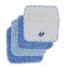 Snuggletime Deluxe Terry Washcloths 4-Pack in blue whale design featuring a cute bird embroidery and striped trim.