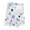 Snuggletime Deluxe Muslin Receiver in blue stripe with pink blossoms and stars, soft and breathable fabric.
