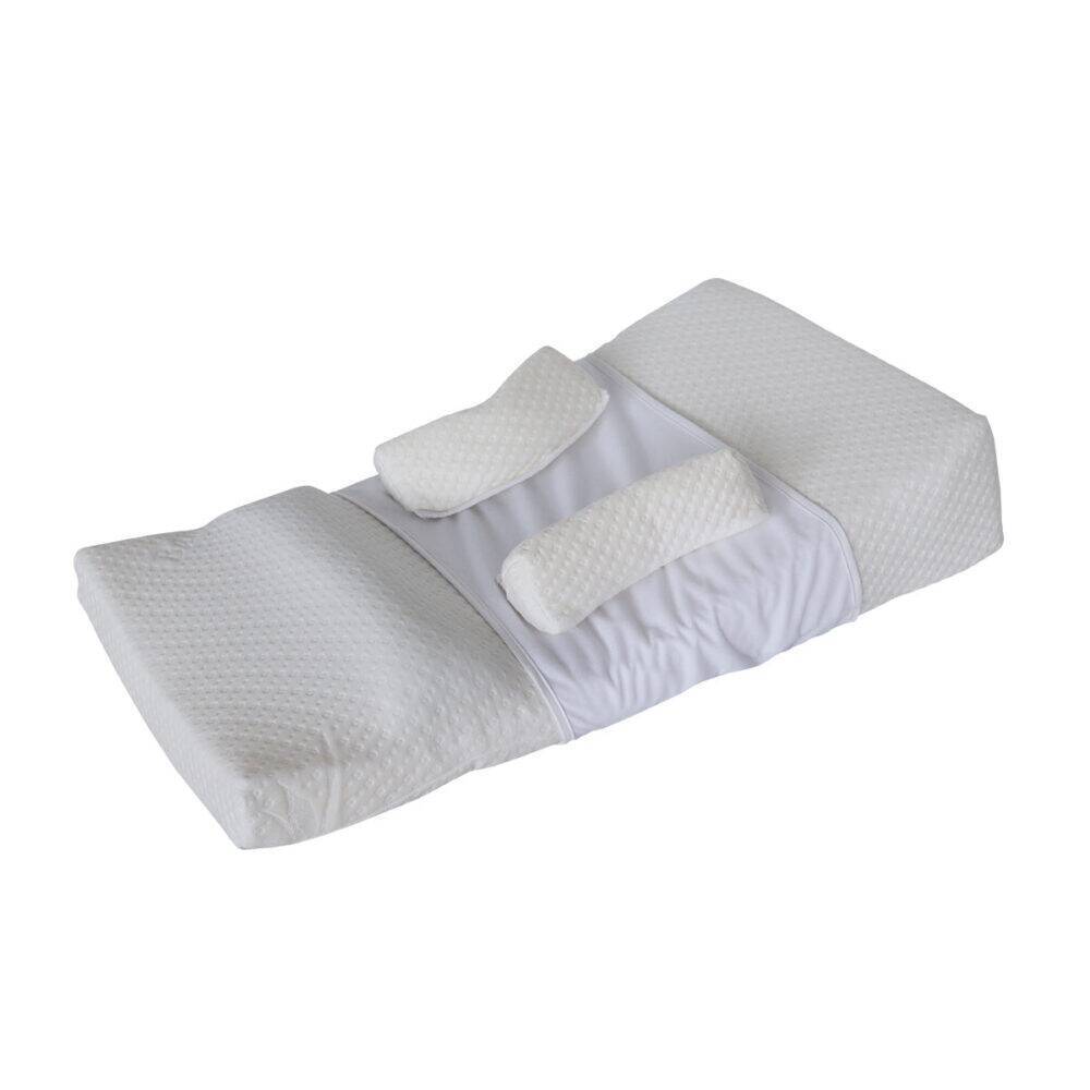 Snuggletime Bamboo Newborn Sleep Therapy in white, featuring a soft, textured surface and supportive head and body pillows.