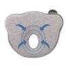 Snuggletime 3D Flat Head Baby Pillow in gray, featuring a unique oval cutout design for head support.
