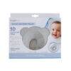 Snuggletime 3D Flat Head Baby Pillow in grey, featuring a bear shape, designed for comfort and breathability.