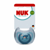 Nuk First Choice Soother for ages 18-36M in whale design, featuring a playful whale graphic on a blue background.