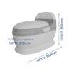 Snuggletime Comfort Toilet Seat Potty in gray and white, showcasing dimensions: height 300mm, width 360mm, depth 210mm.