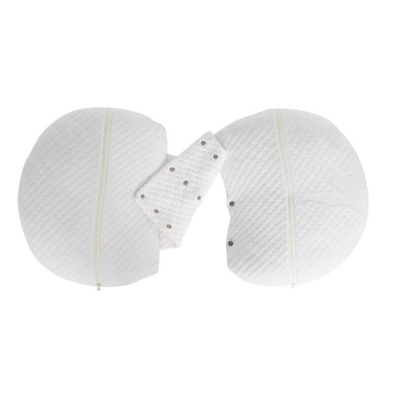 Snuggletime Bamboo Dual Support Preggy Wedge in white, featuring a unique split design with snap closures for adjustable