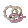 Back To Nature Teether Ring in pink featuring a whale design and textured rings for sensory exploration.