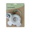 Back To Nature Teether & Spinning Rattle featuring a blue and pink bear design with colorful sliding beads for sensory play.