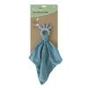Back To Nature Silicone Teether Muslin Blankie in soft blue with a textured silicone teether and cotton muslin fabric.