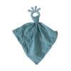 Back To Nature Silicone Teether Muslin Blankie in blue with a textured silicone teether handle and soft fabric.