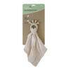 Back To Nature Silicone Teether Muslin Blankie in beige with a silicone teether ring and soft cotton blankie.