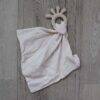 Back To Nature Silicone Teether Muslin Blankie in soft pink, featuring a textured silicone teether ring and a cozy muslin