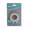 Back To Nature Elephant Teether Ring in blue and green, featuring a wooden center and soft silicone design.