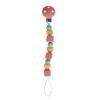 Back To Nature Silicone Pacifier Clip in pink with colorful cubes and hearts, designed to keep pacifiers secure.