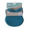 Back To Nature silicone bib in blue, featuring a soft design with multiple adjustable neck holes for comfort.