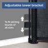 Snuggletime Autolock Retractable Safety Gate in black and gray with adjustable lower bracket for skirting boards.