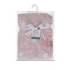 Snuggletime Double Fleece Baby Blanket in pink with white stars, neatly packaged with a ribbon and tag.