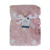 Snuggletime Double Fleece Baby Blanket in soft pink with white stars, tied with a ribbon for a cozy touch.