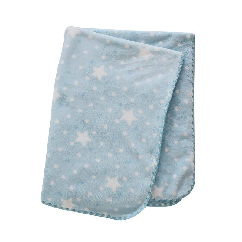 Snuggletime Double Fleece Baby Blanket in blue with white stars, soft texture perfect for keeping babies cozy.