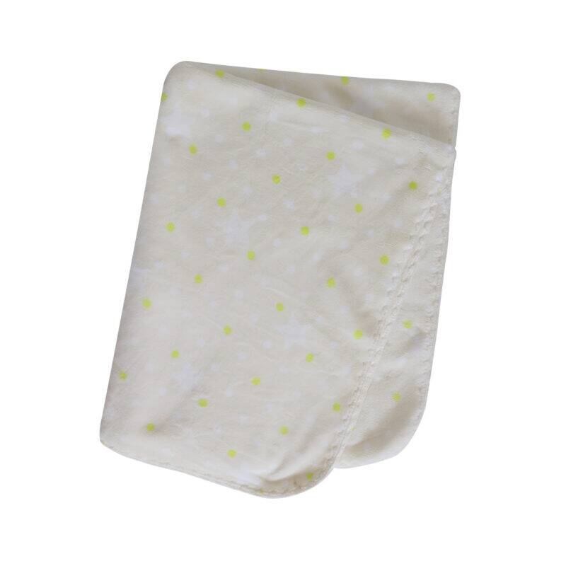 Snuggletime Double Fleece Baby Blanket in cream with yellow polka dots, showcasing its soft and cozy texture.