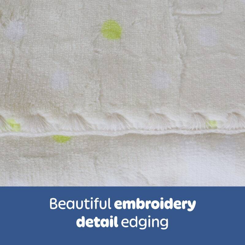 Snuggletime Double Fleece Baby Blanket in cream with delicate embroidery detail along the edge.