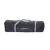 Snuggletime Classic Comfort Camp Cot in a compact, rolled-up black carrying bag with gray straps for easy transport.