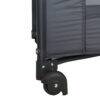 Snuggletime Classic Comfort Camp Cot featuring a sturdy wheel for easy mobility and a durable fabric side panel.