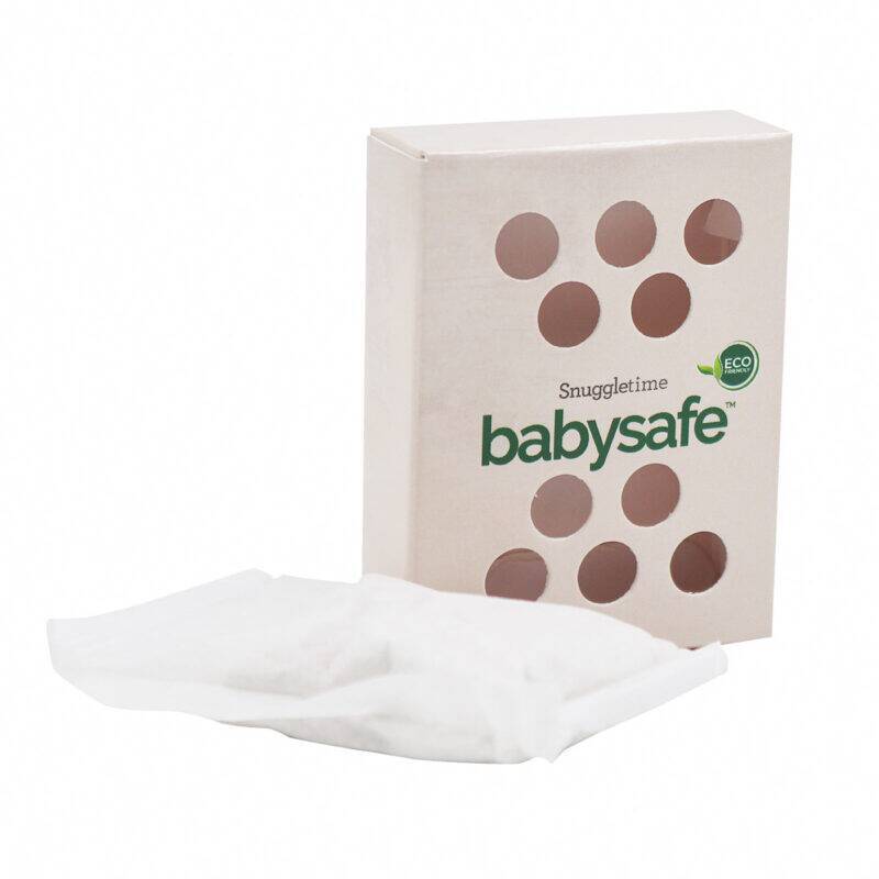 BabySafe Nappy Bin Deodoriser in eco-friendly packaging, featuring a white sachet partially out of the box, designed for