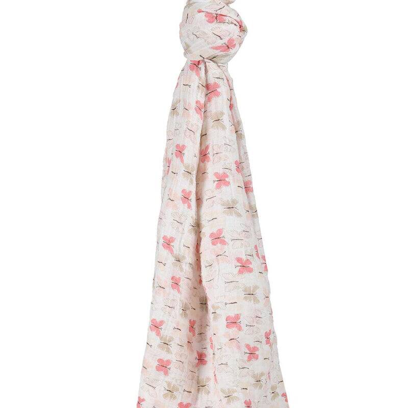 Infancie Muslin Blankets 2Pk featuring a butterfly design, lightweight and breathable, perfect for swaddling or covering.